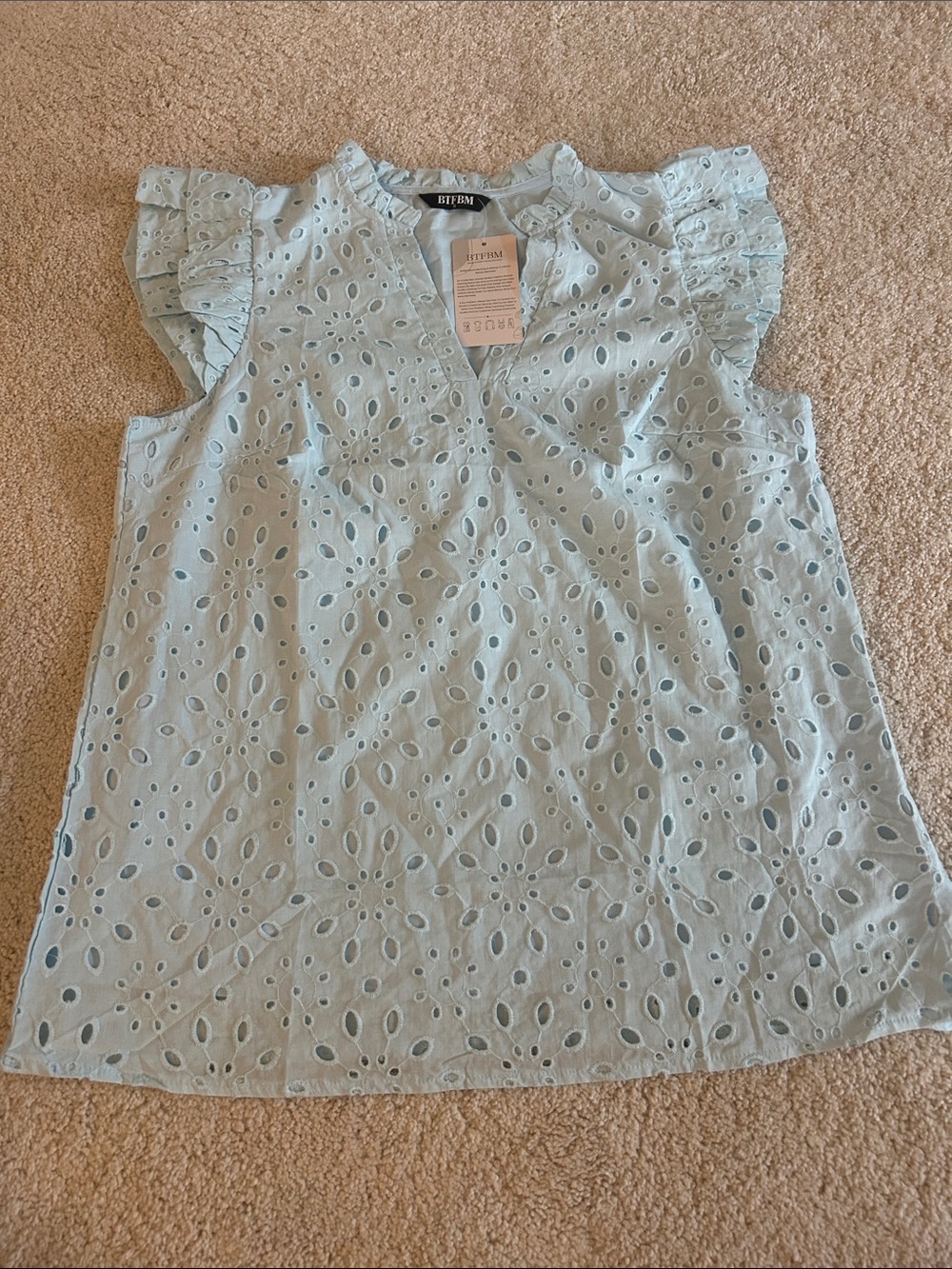 BTFBM Ruffle Sleeve Blouse in Light Blue